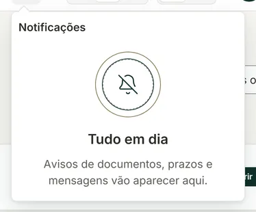 Janela de notificações com a mensagem Tudo em dia